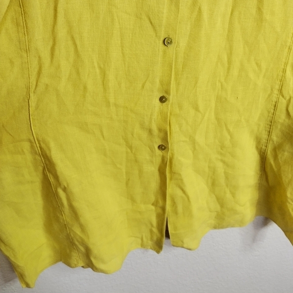 Eileen Fisher linen lagenlook button down yellow shirt sz Xl - Picture 3 of 9